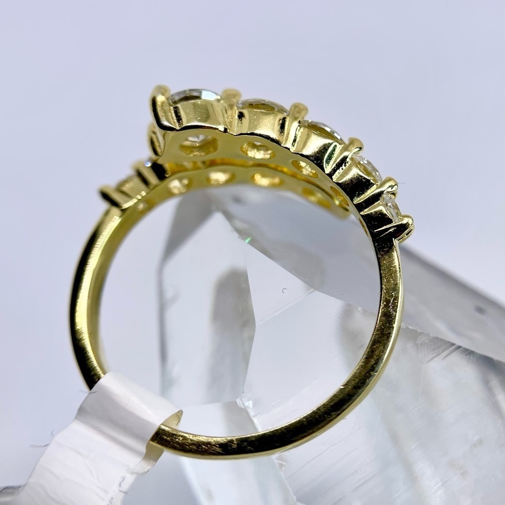 Adjustable Bypass Moissanite Ring Yellow Gold Over 925 Silver Open Band GRA - Picture 10 of 15